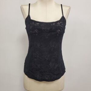 Morgan Taylor Womens Y2K Whimsigoth Lace Cami Tank Size L Black Fairy Preppy